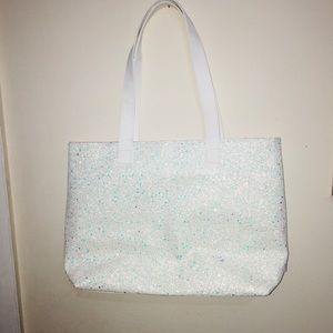 New Clinique White Glitter Tote Bag